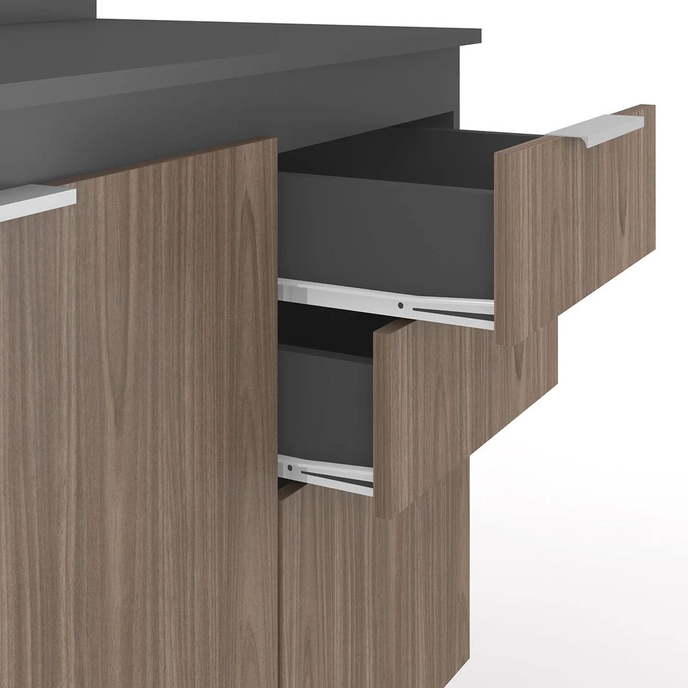 Balcão de Cozinha Com Tampo 120cm Pérola Grafite/Freijó Z34 - Mpozenato