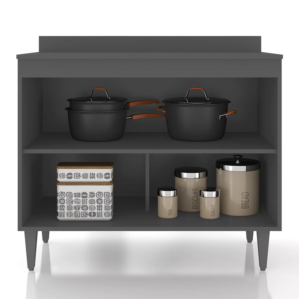 Balcão de Cozinha Com Tampo 100cm Pérola Grafite/Freijó Z34  - Mpozenato