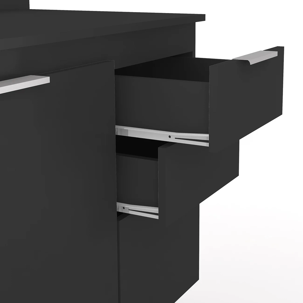 Balcão de Cozinha Com Tampo 150cm Pérola Preto Z34          - Mpozenato