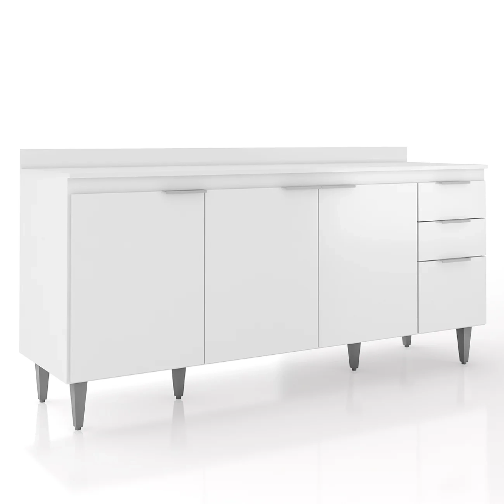 Balcão de Cozinha Com Tampo 180cm Pérola Branco Z34 - Mpozenato