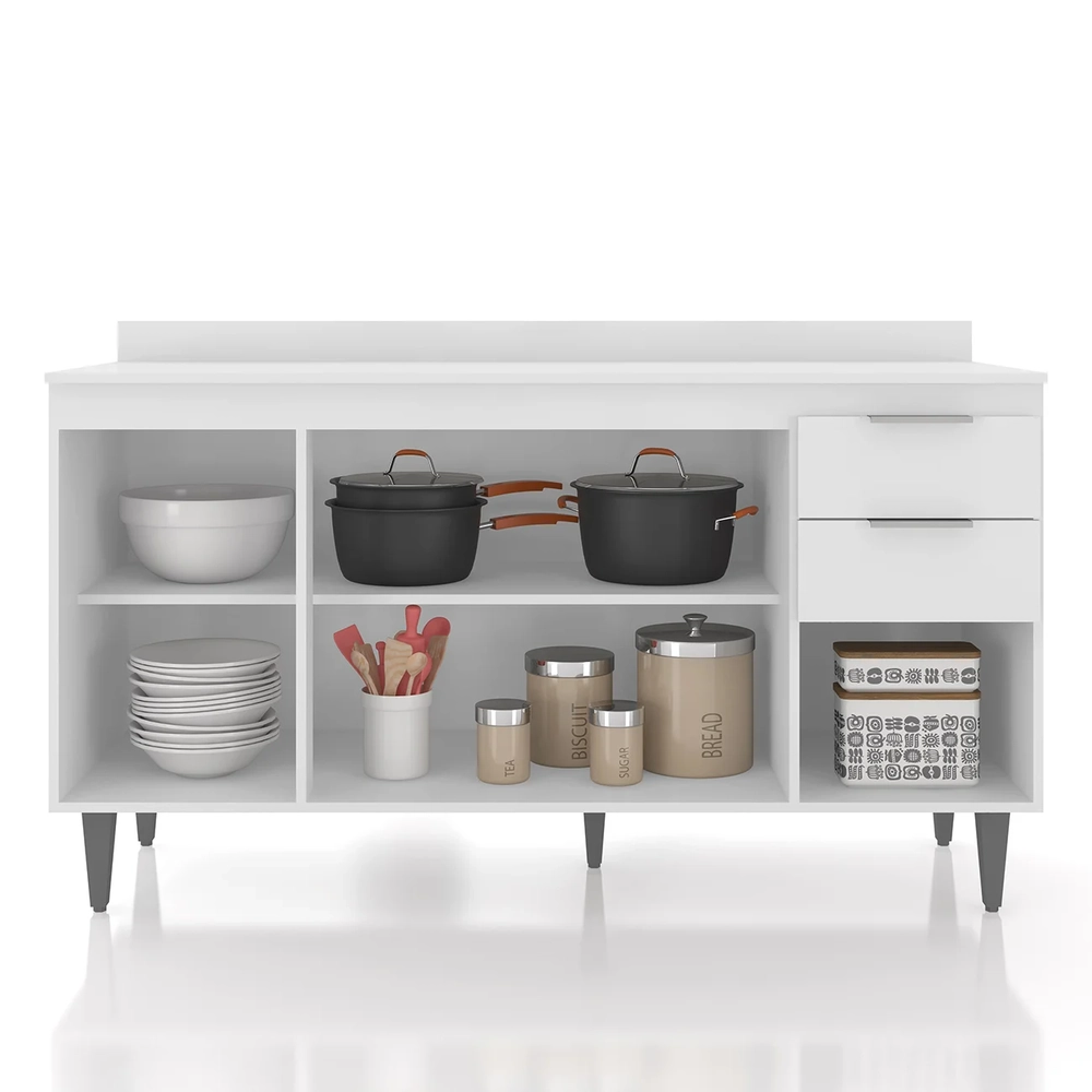 Balcão de Cozinha Com Tampo 150cm Pérola Branco Z34         - Mpozenato