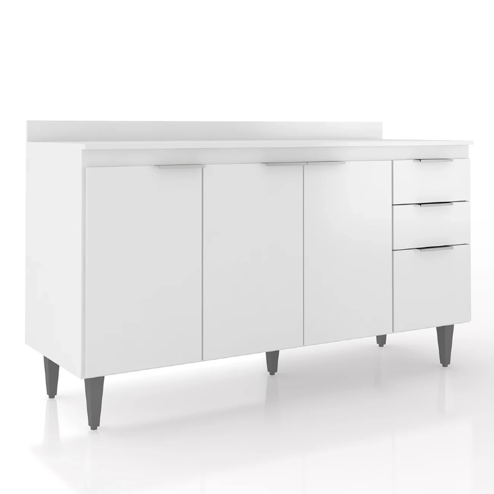 Balcão de Cozinha Com Tampo 150cm Pérola Branco Z34 - Mpozenato