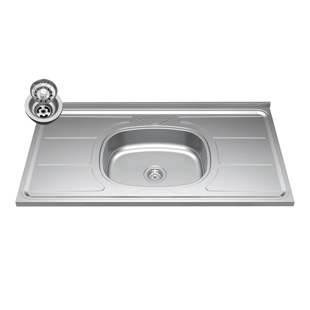 Balcão de Cozinha Com Pia Inox 100cm Pérola Z34 Branco      - Mpozenato