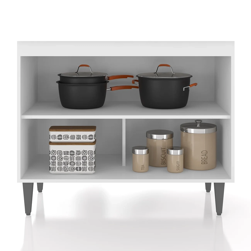 Balcão de Cozinha Com Pia Inox 100cm Pérola Z34 Branco      - Mpozenato