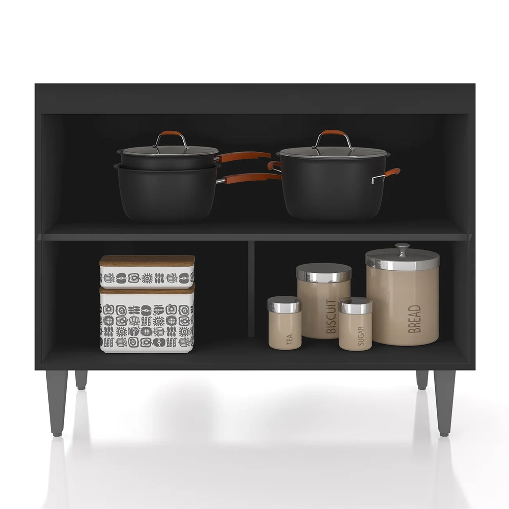 Balcão de Cozinha Com Pia Inox 100cm Pérola Z34 Preto       - Mpozenato