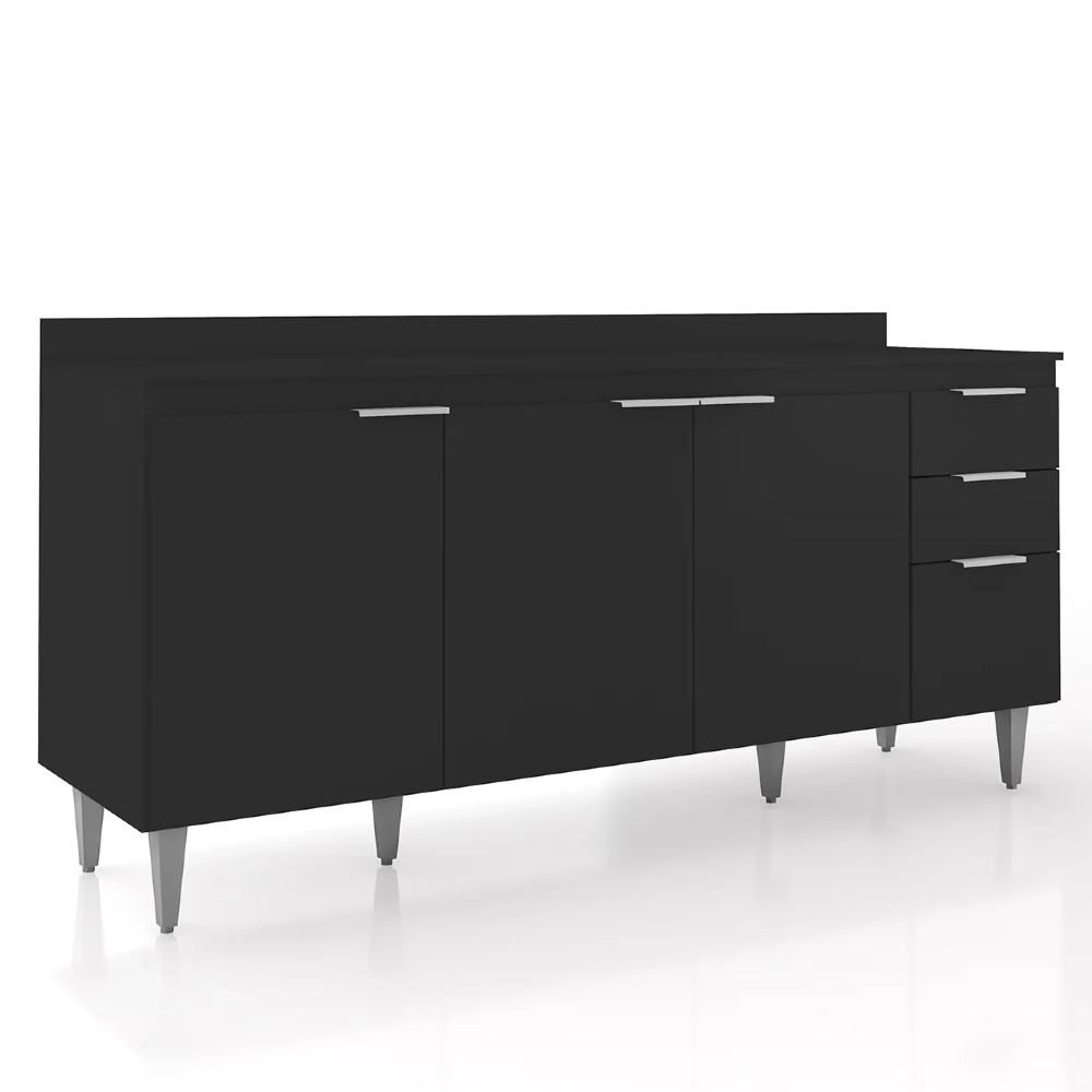 Balcão de Cozinha Com Tampo 180cm Pérola Preto Z34 - Mpozenato
