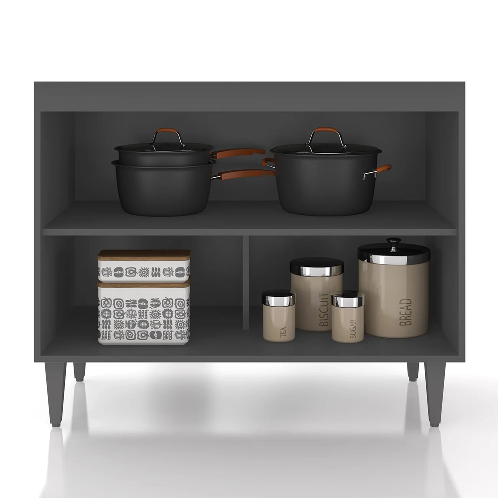 Balcão de Cozinha Com Pia Inox 100cm Pérola Z34 Grafite/Freijó - Mpozenato