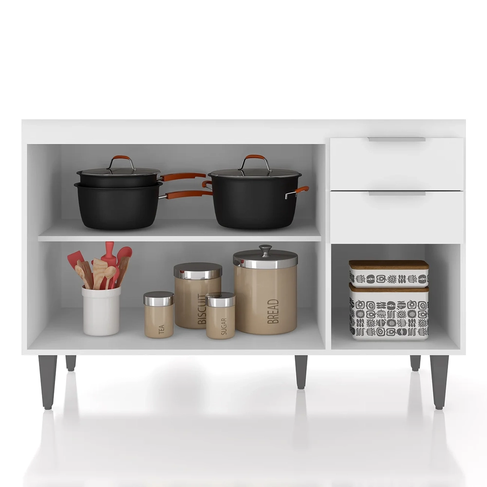 Balcão de Cozinha Com Pia Inox 120cm Pérola Z34 Branco      - Mpozenato