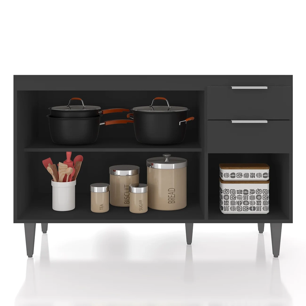 Balcão de Cozinha Com Pia Inox 120cm Pérola Z34 Preto       - Mpozenato