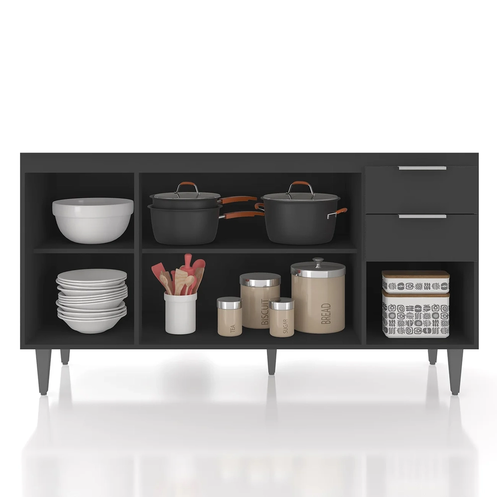 Balcão de Cozinha Com Pia Inox 150cm Pérola Z34 Preto       - Mpozenato