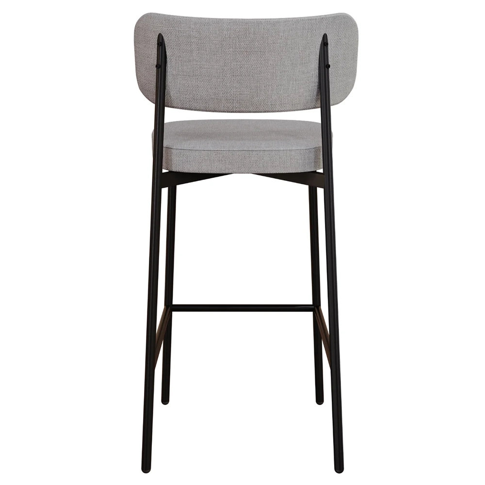 Banqueta Alta Bar Estofada Kit 3 Ella M25 Linho Cinza CL/Café - Mpozenato