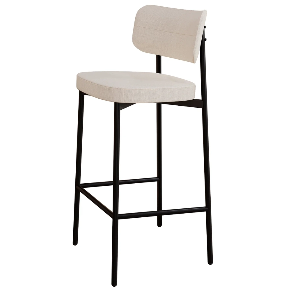 Banqueta Alta Bar Estofada Kit 3 Ella M25 Linho Palha - Mpozenato