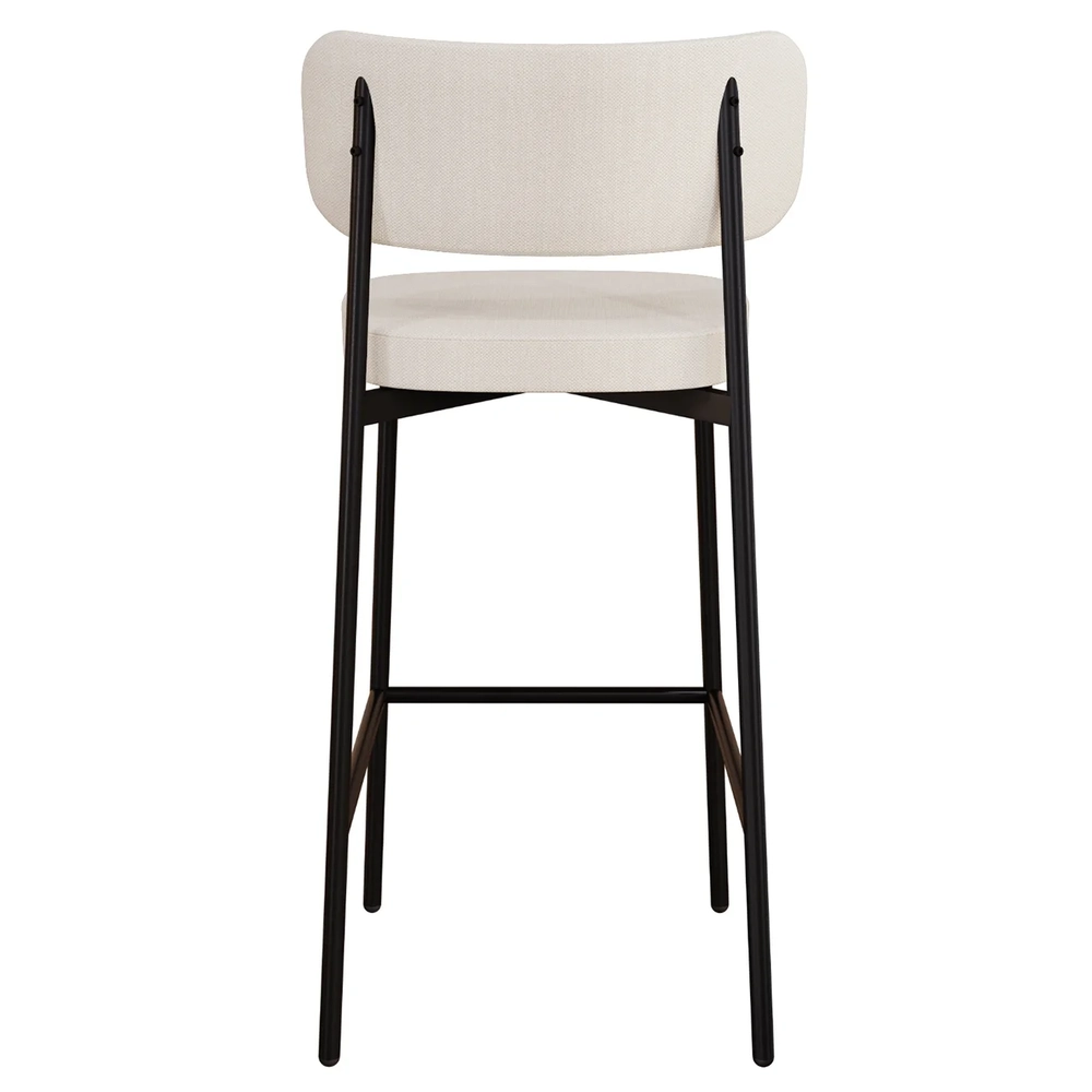 Banqueta Alta Bar Estofada Kit 3 Ella M25 Linho Palha/Marrom - Mpozenato