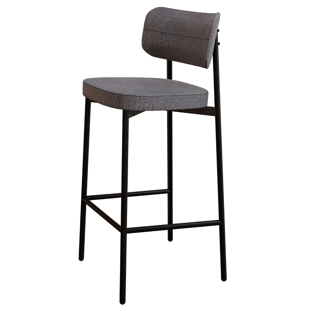 Banqueta Alta Bar Estofada Kit 4 Ella M25 Linho Cinza - Mpozenato