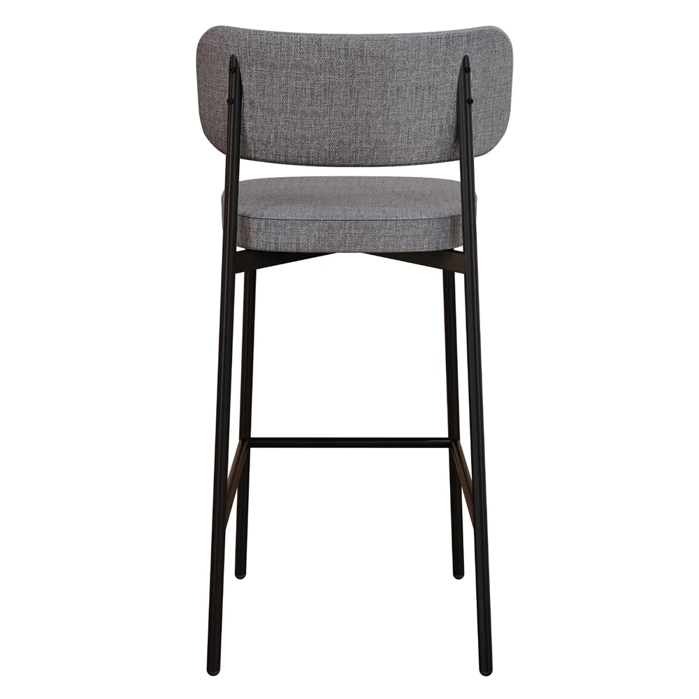 Banqueta Alta Bar Estofada Kit 4 Ella M25 Linho Cinza - Mpozenato