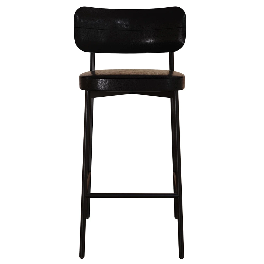 Banqueta Alta Bar Estofada Kit 4 Ella M25 Sintético Preto - Mpozenato