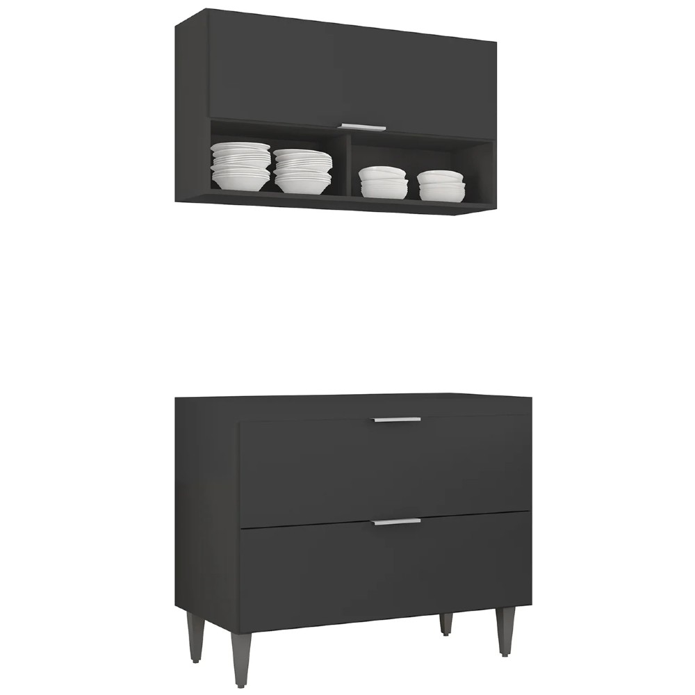 Armário de Cozinha CP01 Para Pia 100cm Pérola Z34 Preto - Mpozenato