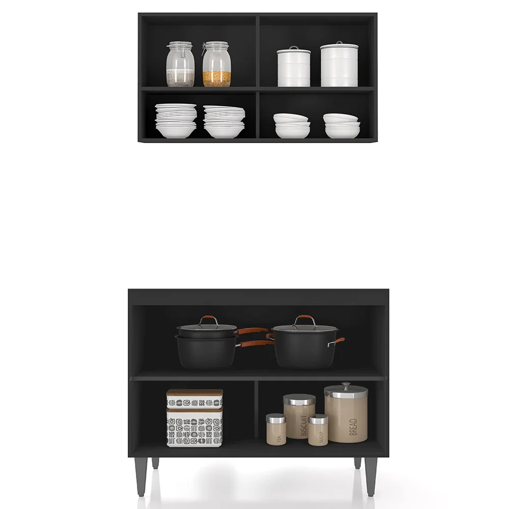 Armário de Cozinha CP01 Para Pia 100cm Pérola Z34 Preto     - Mpozenato