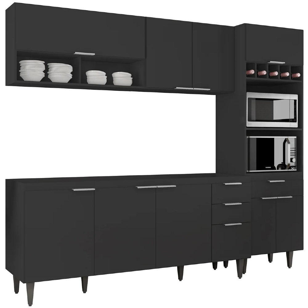 Armário de Cozinha CP02 Para Pia 180cm Pérola Z34 Preto - Mpozenato