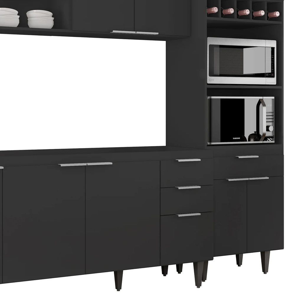 Armário de Cozinha CP02 Para Pia 180cm Pérola Z34 Preto     - Mpozenato