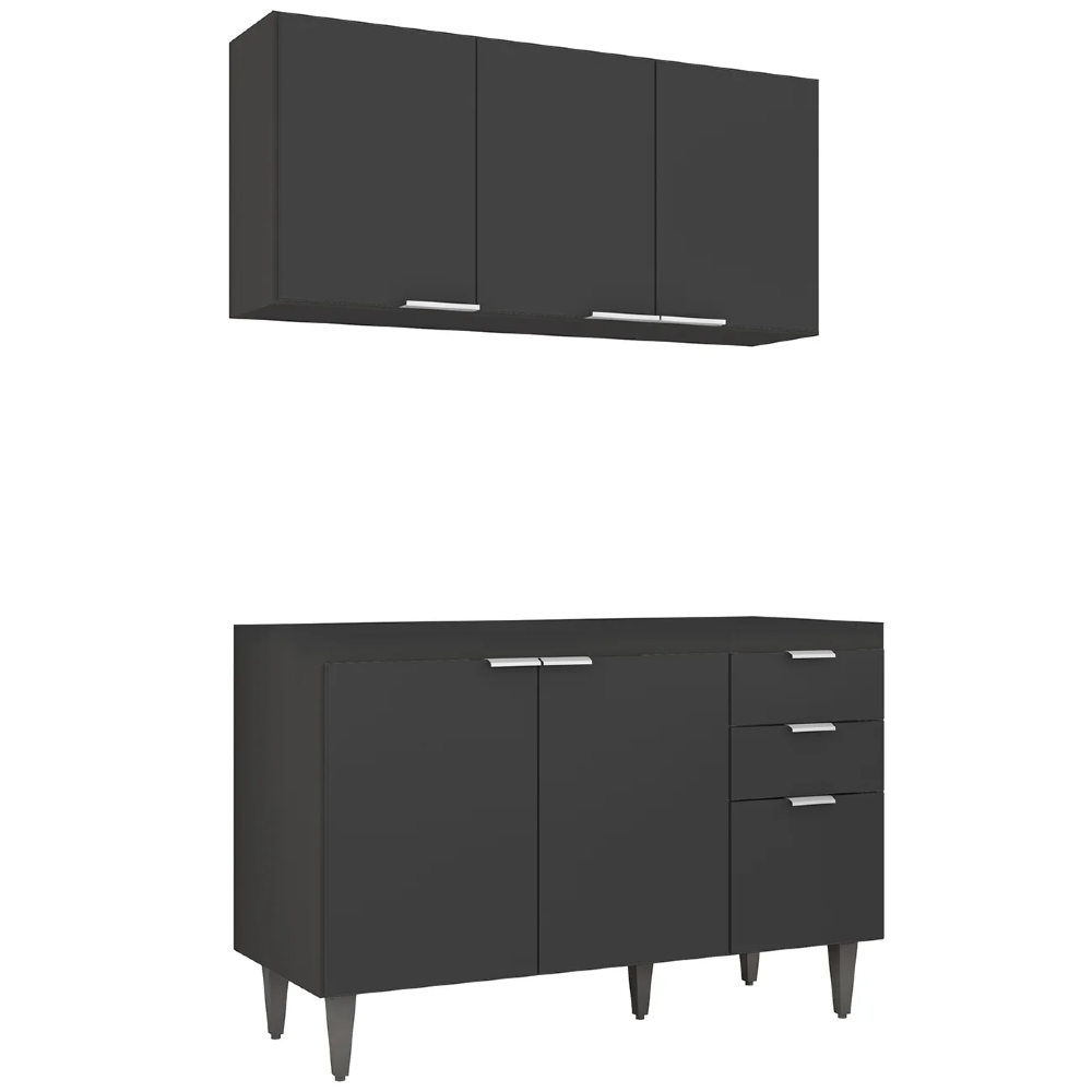 Armário de Cozinha CP01 Para Pia 120cm Pérola Z34 Preto - Mpozenato