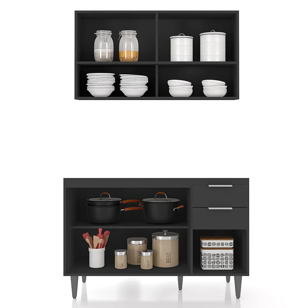 Armário de Cozinha CP01 Para Pia 120cm Pérola Z34 Preto     - Mpozenato