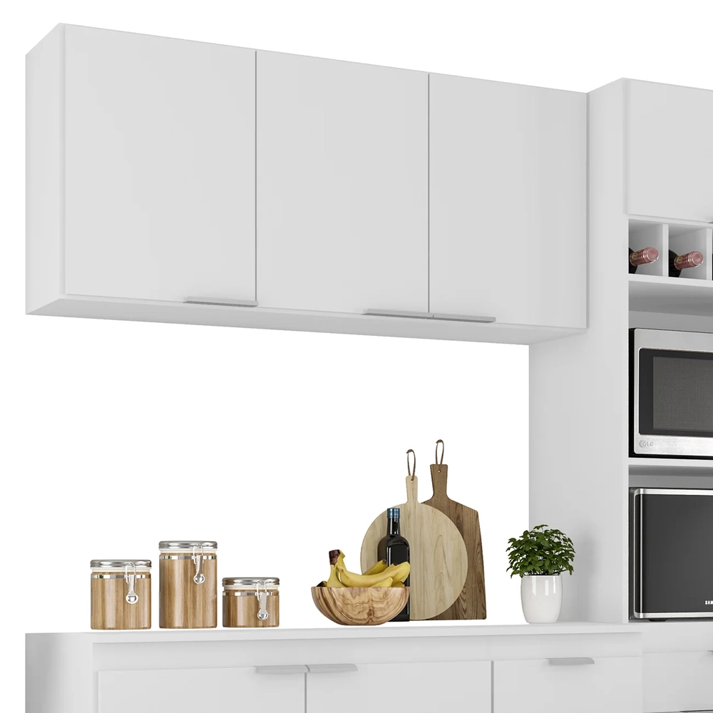 Armário de Cozinha Com Tampo CP02 180cm Pérola Branco Z34     - Mpozenato