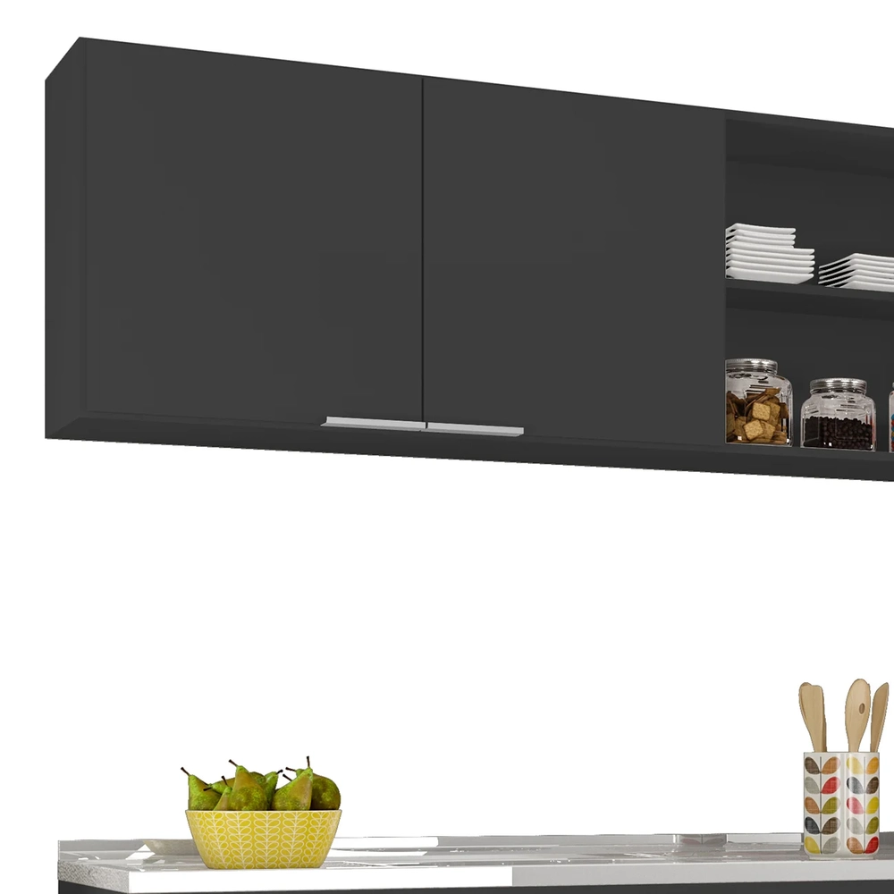 Armário de Cozinha CP02 Com Pia 150cm Pérola Z34 Preto      - Mpozenato