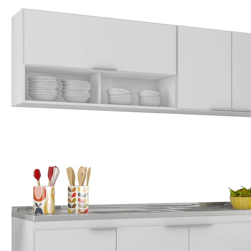 Armário de Cozinha CP02 Com Pia 180cm Pérola Z34 Branco     - Mpozenato