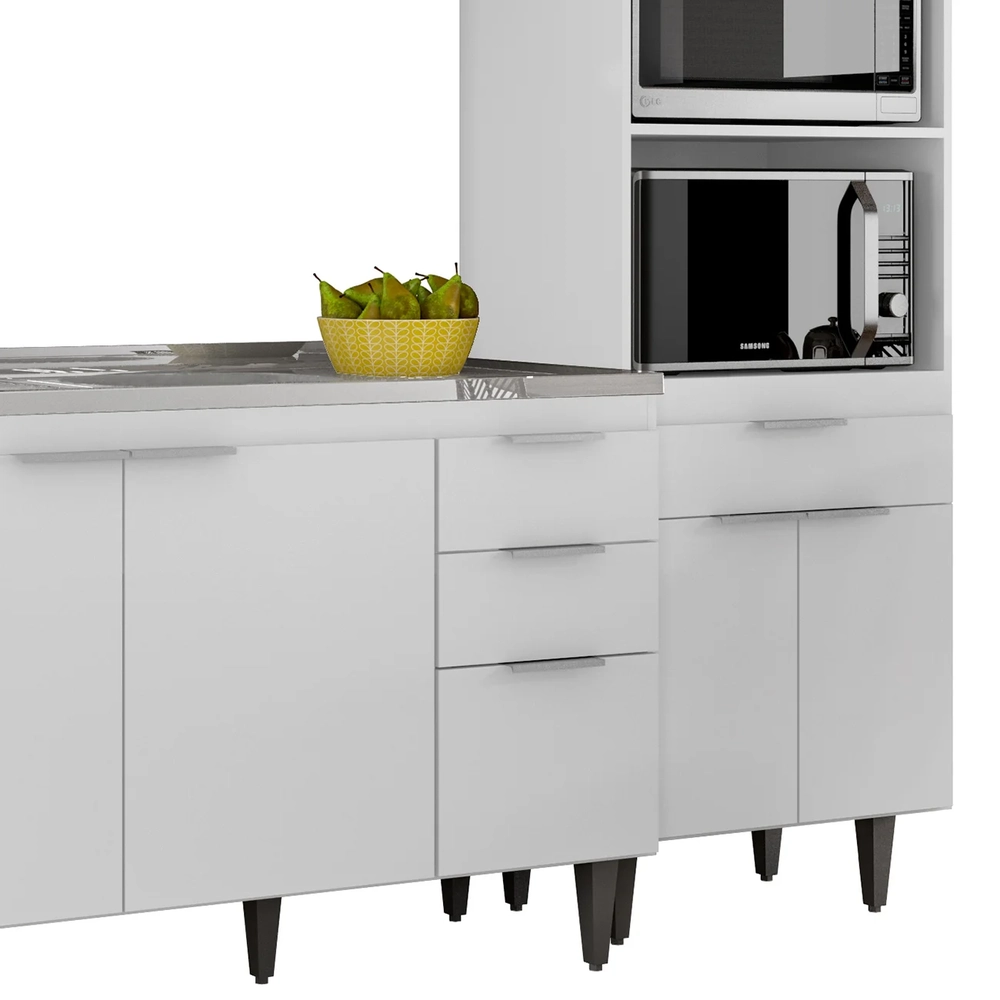 Armário de Cozinha CP02 Com Pia 180cm Pérola Z34 Branco     - Mpozenato