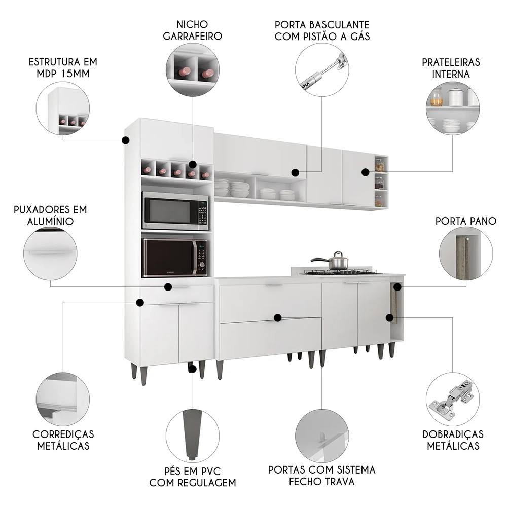 Armário de Cozinha CP07 Para Pia 100cm Pérola Z34 Branco    - Mpozenato