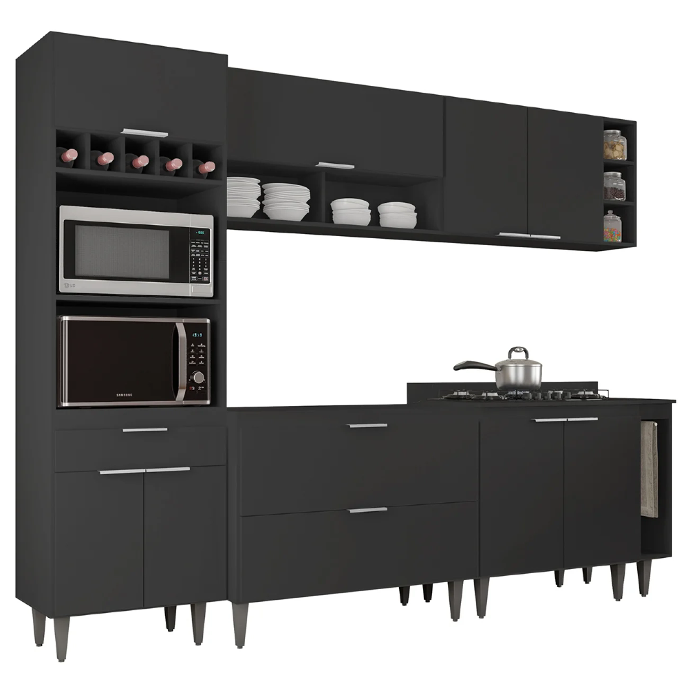 Armário de Cozinha CP07 Para Pia 100cm Pérola Z34 Preto - Mpozenato