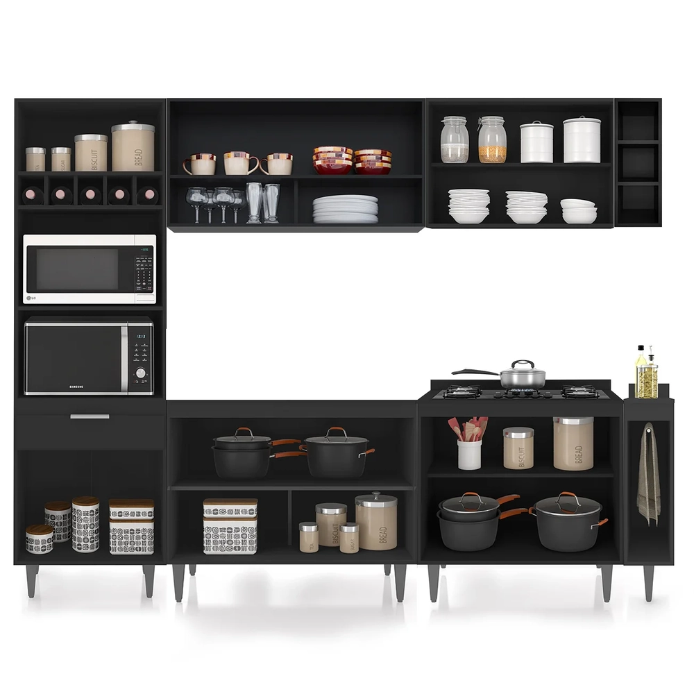 Armário de Cozinha CP07 Para Pia 100cm Pérola Z34 Preto     - Mpozenato