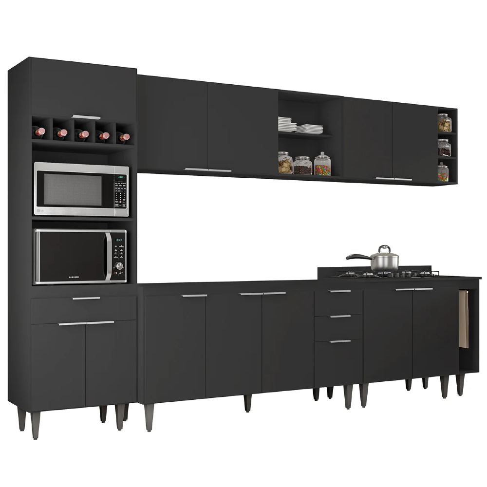 Armário de Cozinha CP07 Para Pia 150cm Pérola Z34 Preto - Mpozenato