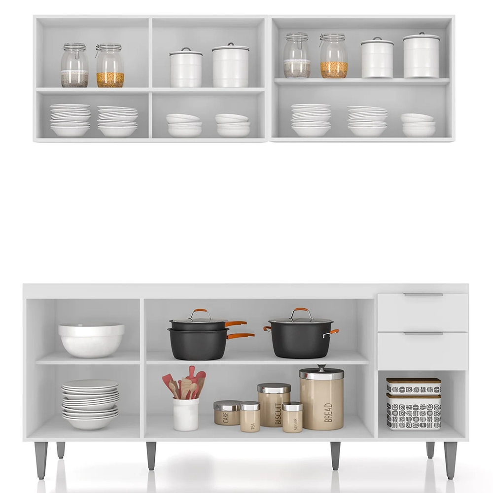 Armário de Cozinha CP01 Para Pia 180cm Pérola Z34 Branco    - Mpozenato