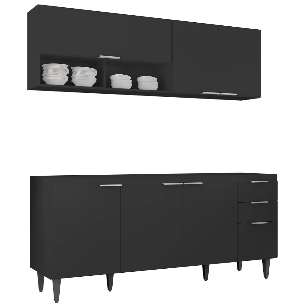 Armário de Cozinha CP01 Para Pia 180cm Pérola Z34 Preto - Mpozenato