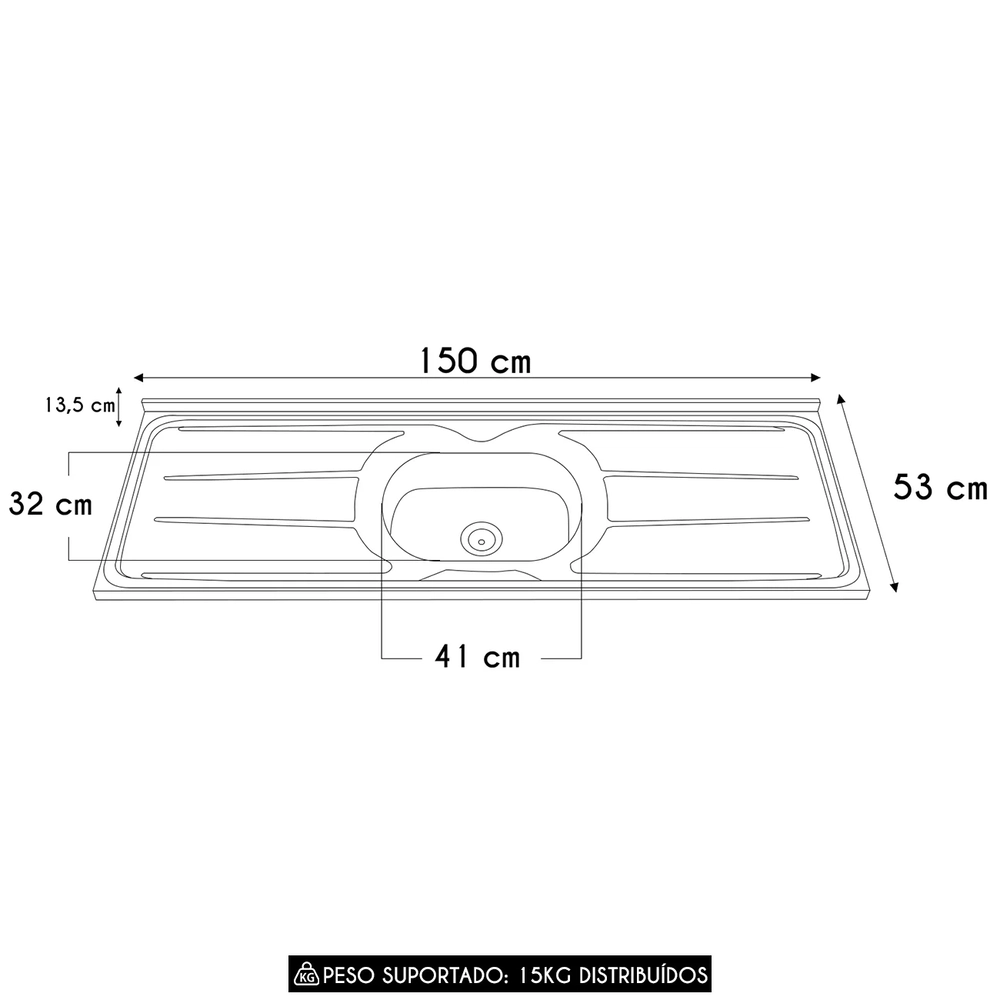 Armário de Cozinha CP07 Com Pia 150cm Pérola Z34 Branco     - Mpozenato