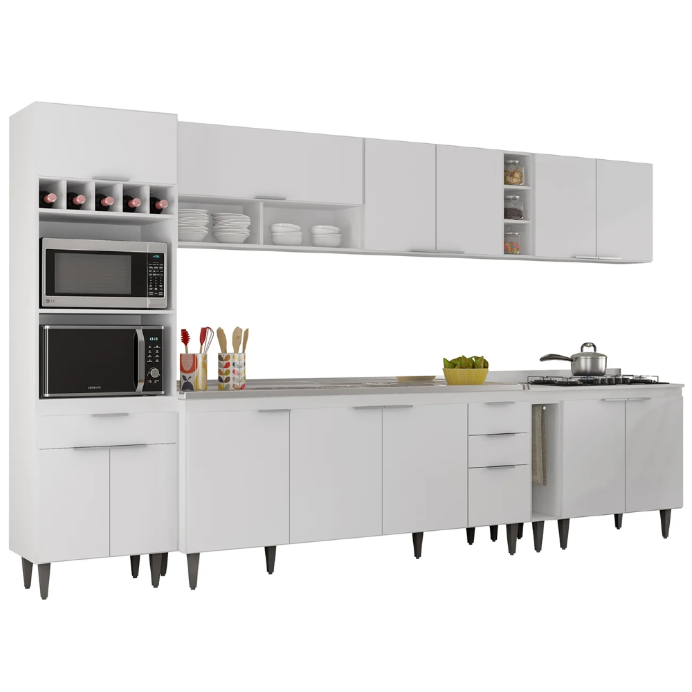 Armário de Cozinha CP07 Com Pia 180cm Pérola Z34 Branco - Mpozenato
