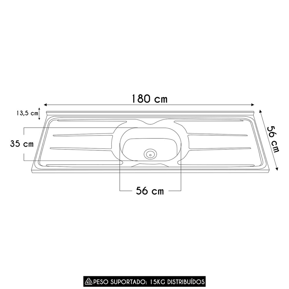 Armário de Cozinha CP07 Com Pia 180cm Pérola Z34 Branco     - Mpozenato