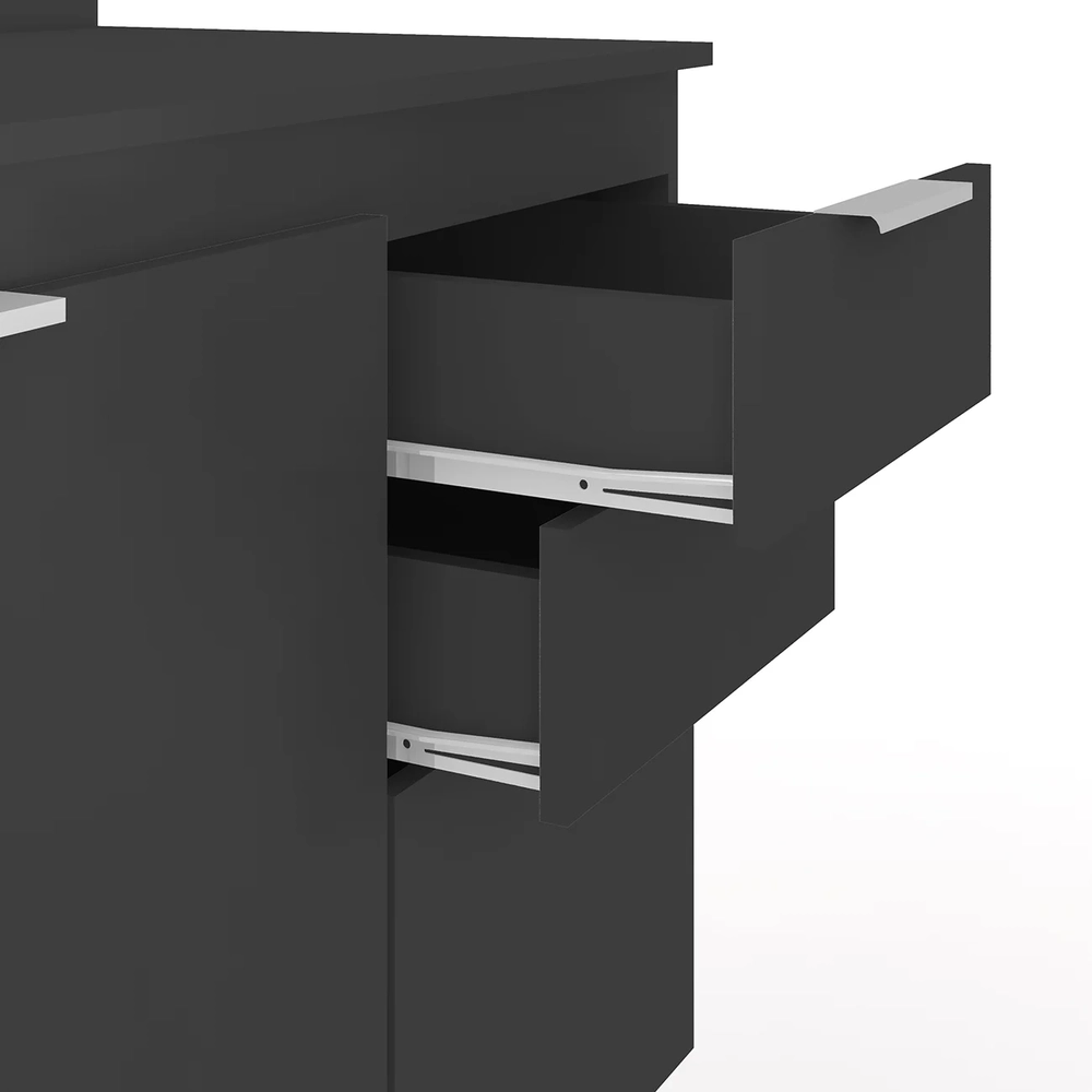 Armário de Cozinha Com Tampo CP10 180cm Pérola Preto Z34      - Mpozenato