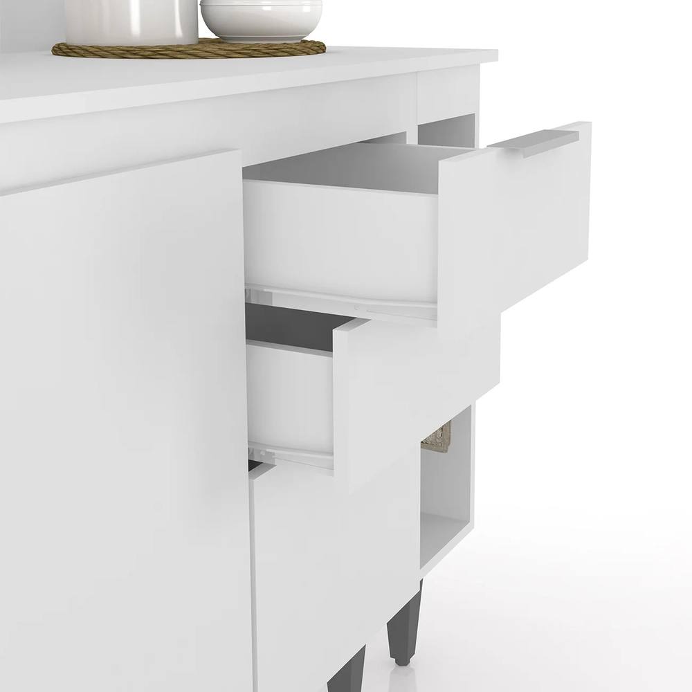 Armário de Cozinha Com Tampo CP11 200cm Pérola Branco Z34     - Mpozenato