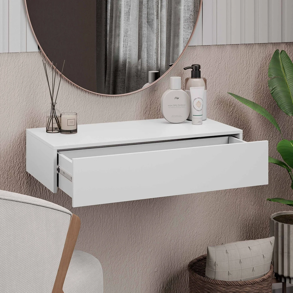 Penteadeira Suspensa 60cm 1 Gaveta Carina Z34 Branco        - Mpozenato