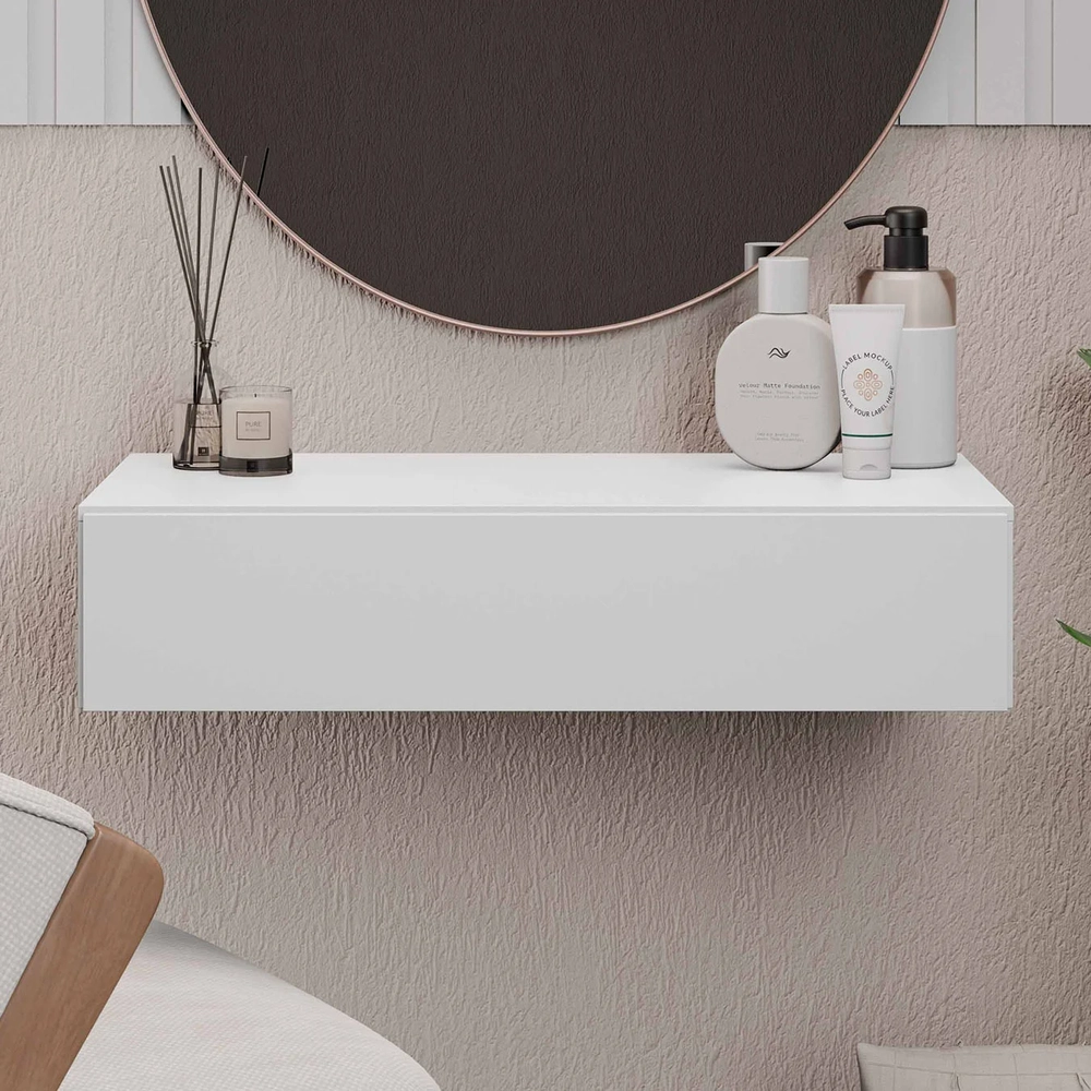 Penteadeira Suspensa 60cm 1 Gaveta Carina Z34 Branco        - Mpozenato