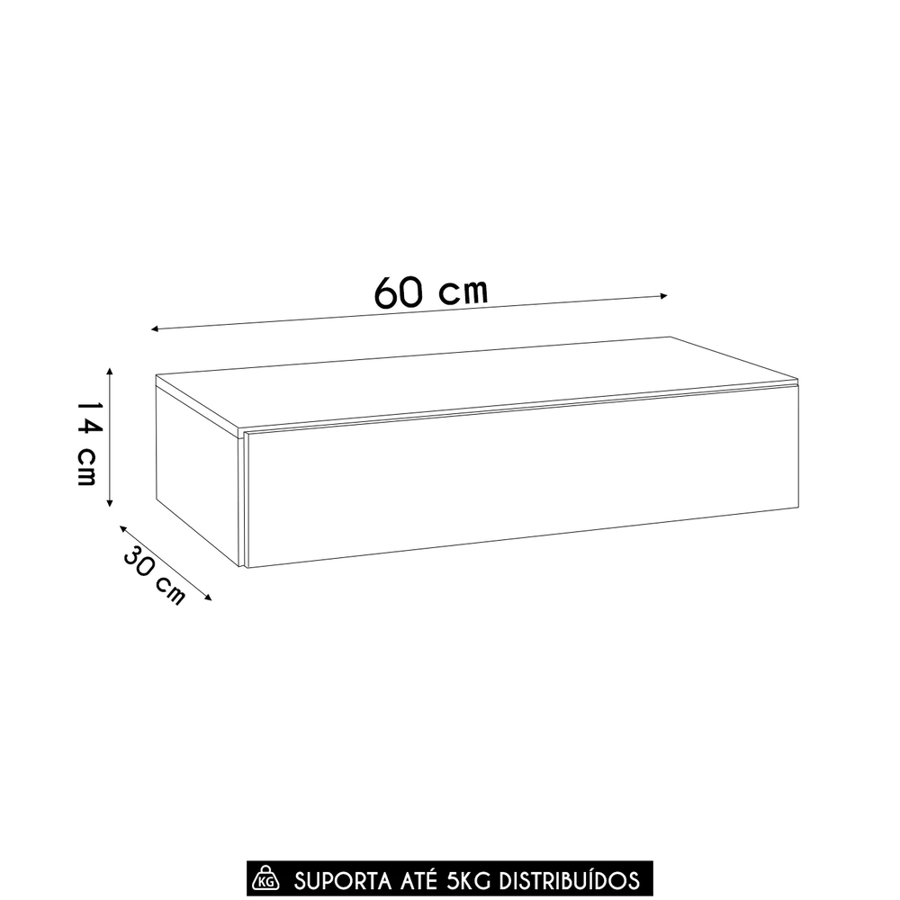 Penteadeira Suspensa 60cm 1 Gaveta Carina Z34 Branco        - Mpozenato