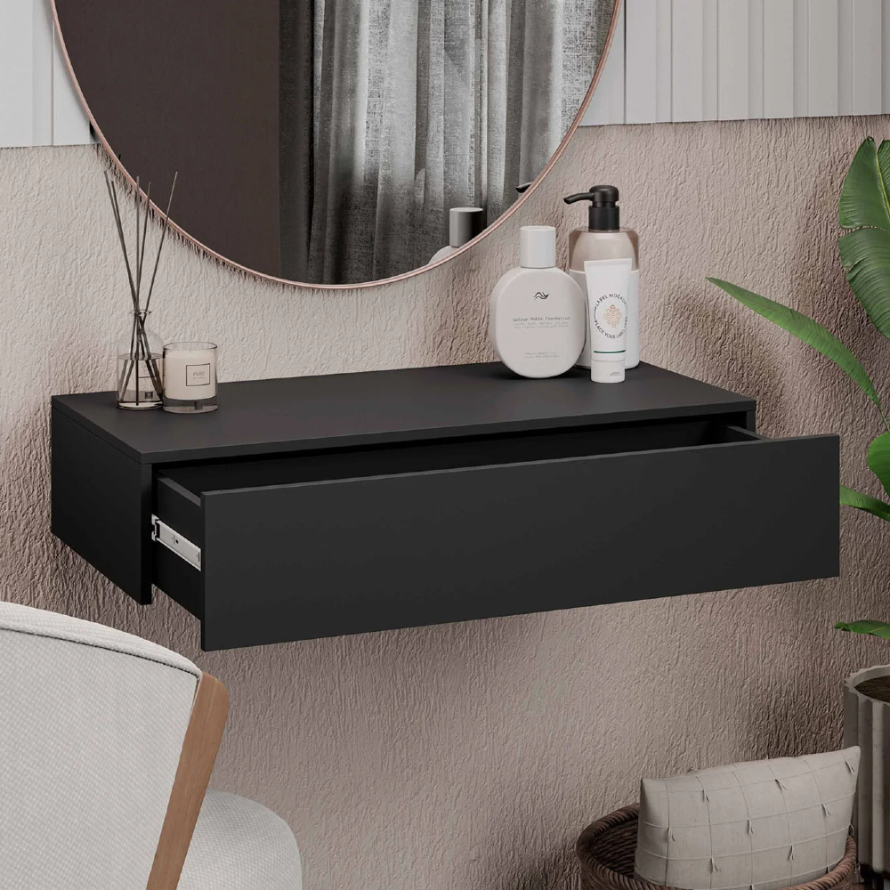 Penteadeira Suspensa 60cm 1 Gaveta Carina Z34 Preto         - Mpozenato