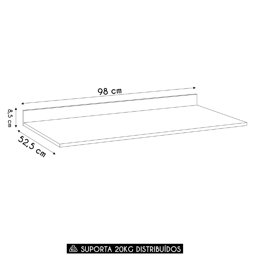 Tampo Para Balcão de Cozinha 98cm MDP Z34 Grafite           - Mpozenato