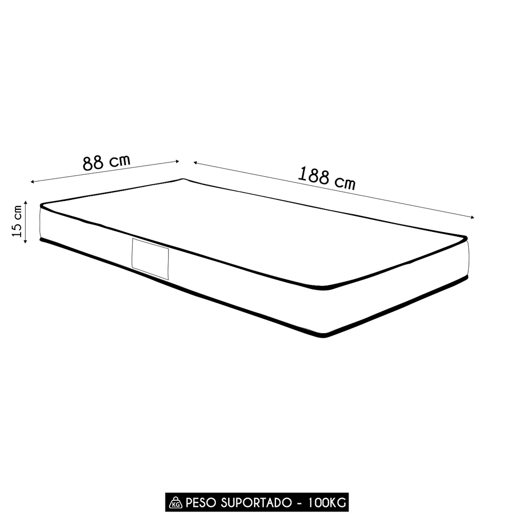 Colchão Solteiro Espuma D33 88x15x188 Dream Preto - Gazin