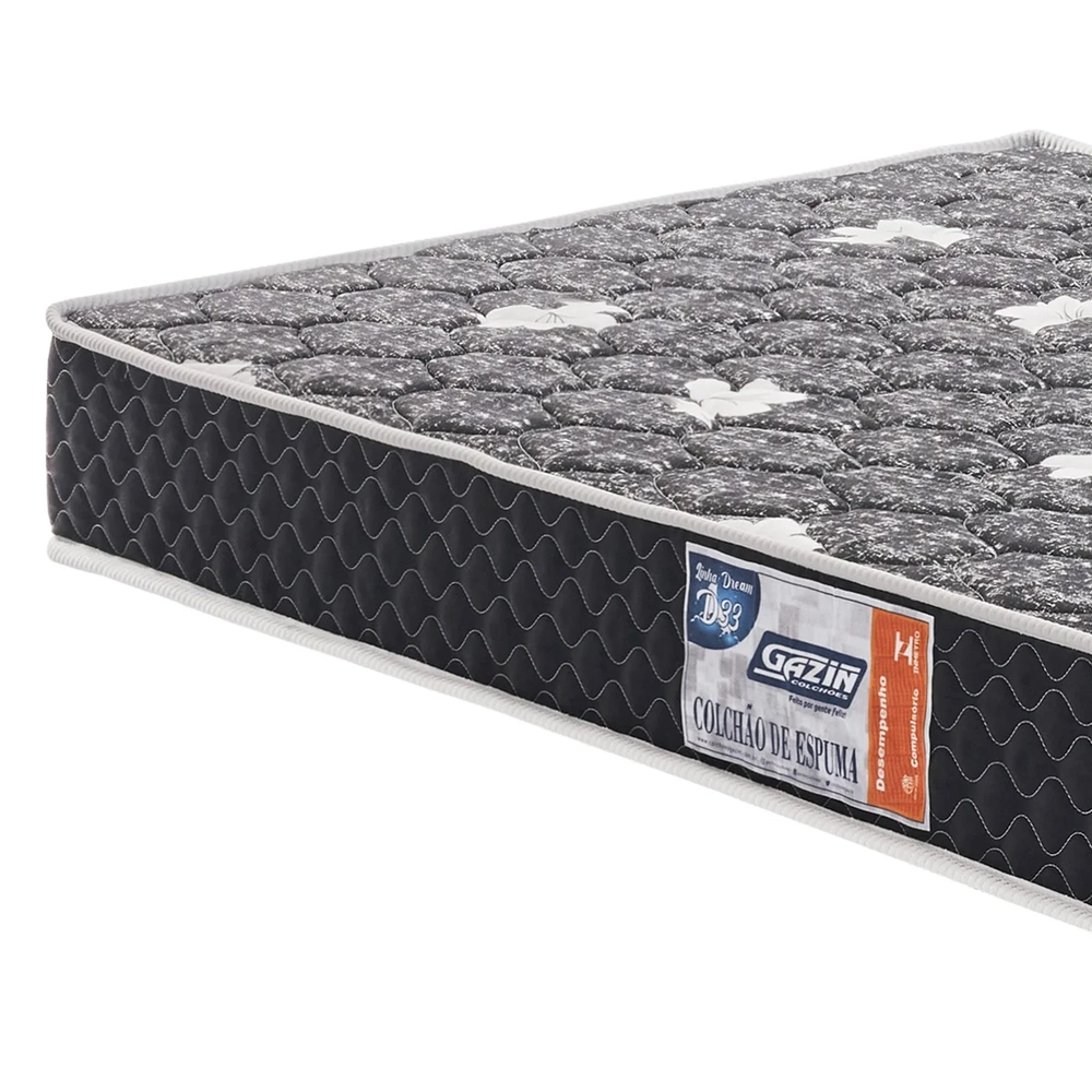 Colchão Solteiro Espuma D33 88x15x188 Dream Preto - Gazin