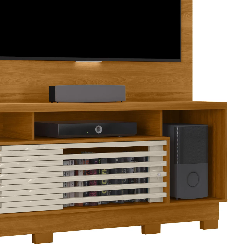 Estante Painel Para TV 60 Pol 200cm Sam Z10 Off/Cinamomo - Mpozenato