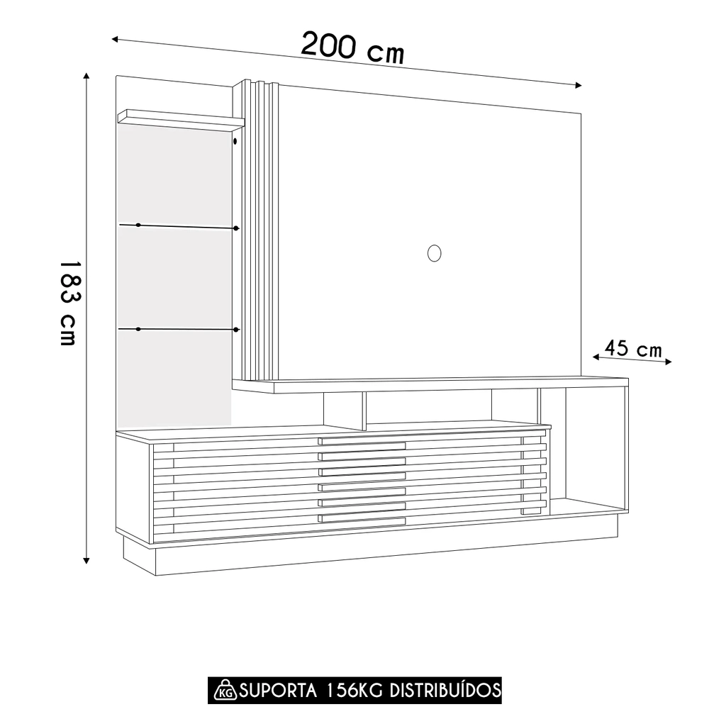 Estante Painel Para TV 60 Pol 200cm Sam Z10 Cumaru - Mpozenato